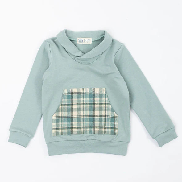 Thimble Bamboo Shawl Collar Sweatshirt - Glacier Plaid