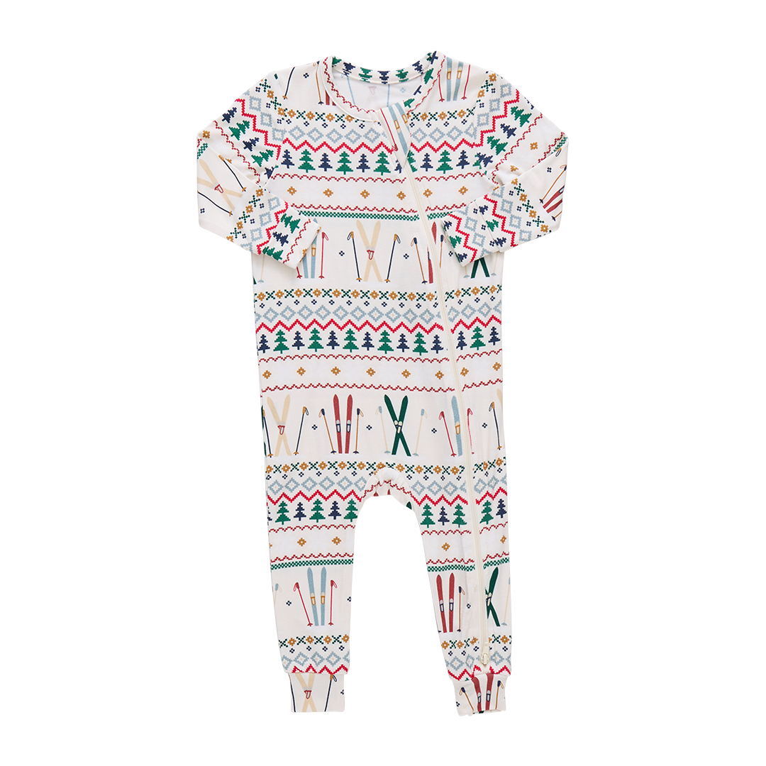 Pink Chicken Baby Bamboo Romper - Ski Fair Isle