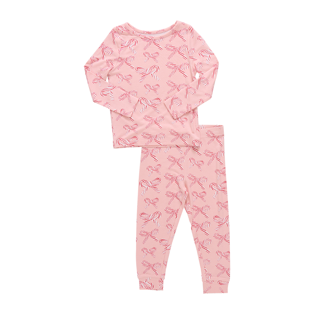 Pink Chicken Kids Bamboo PJ Set - Candy Cane Bows