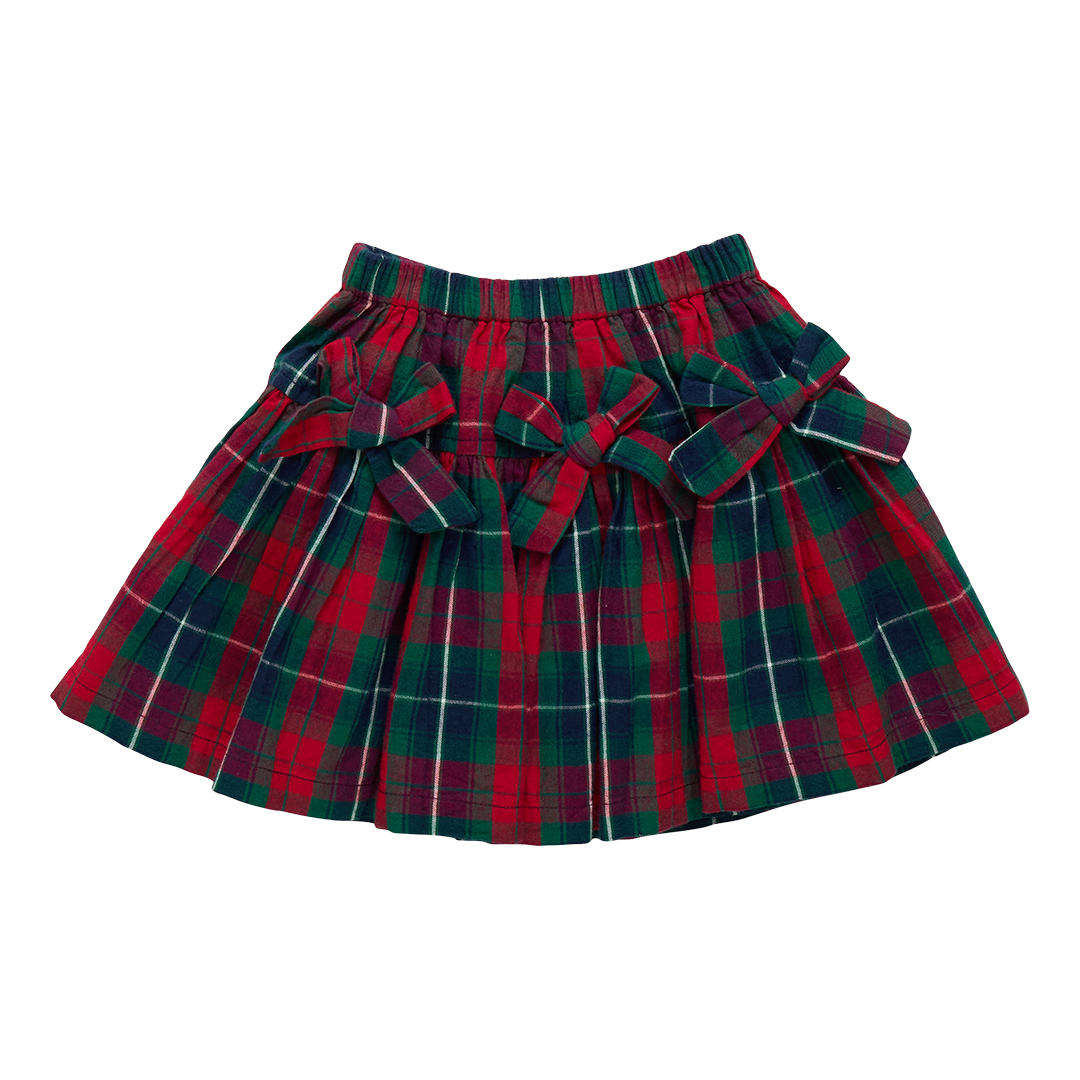 Pink Chicken Girls Maribelle Bow Skirt - Red Tartan