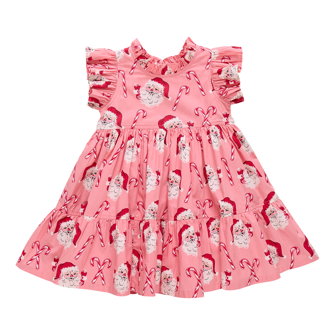 Pink Chicken Girls Jennifer Dress - Pink Candy Cane Santa
