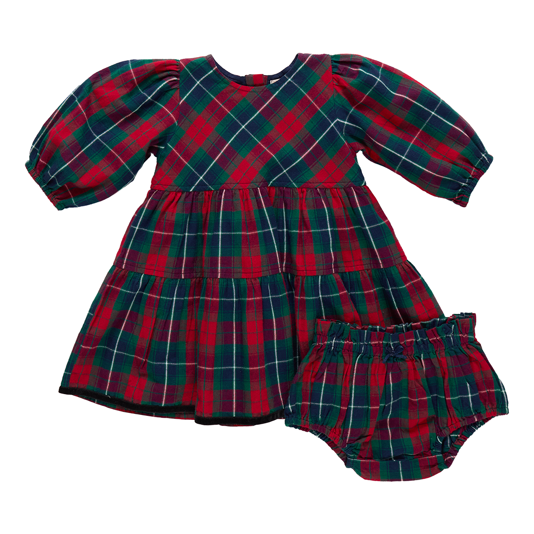Pink Chicken Baby Girls Maribelle Dress Set - Red Tartan
