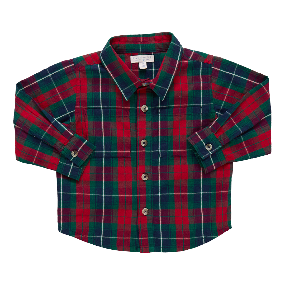 Pink Chicken Boys Jack Shirt - Red Tartan