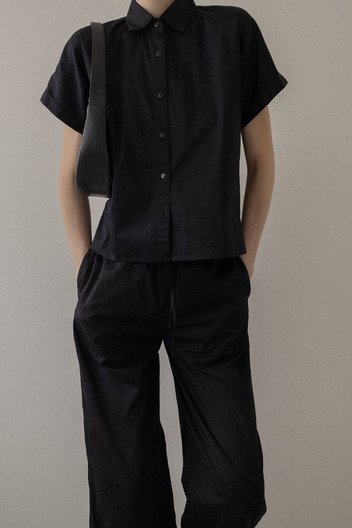 Laude the Label Relaxed Short Sleeve Shirt - Black