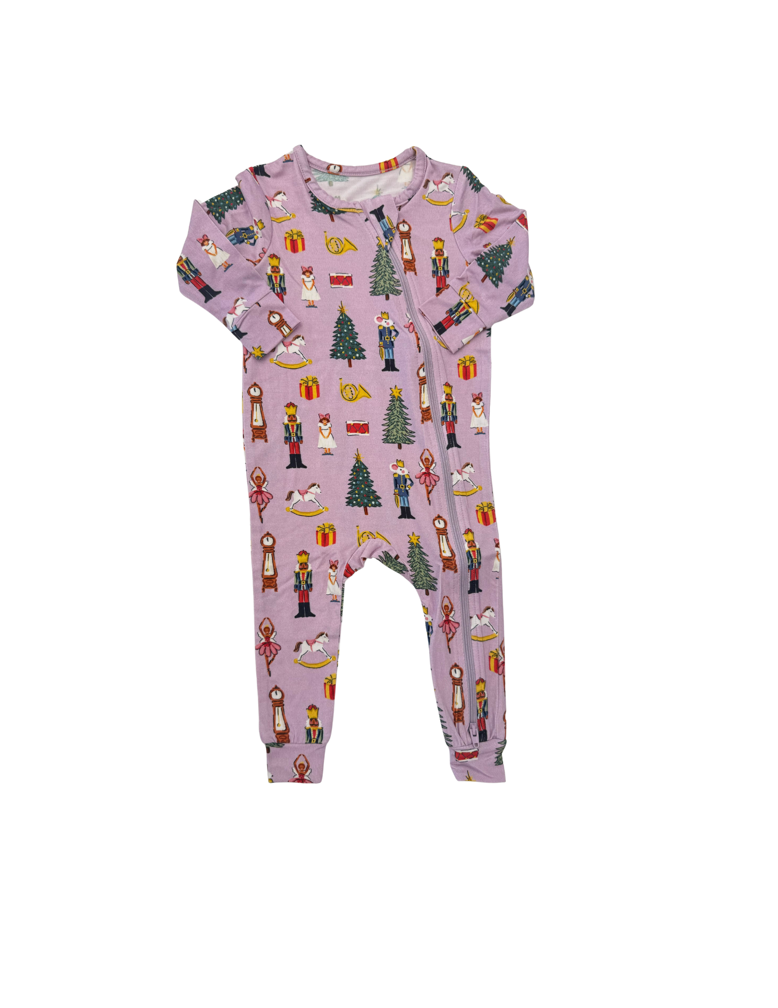 Pink Chicken Baby Bamboo Romper - Lavender Nutcracker