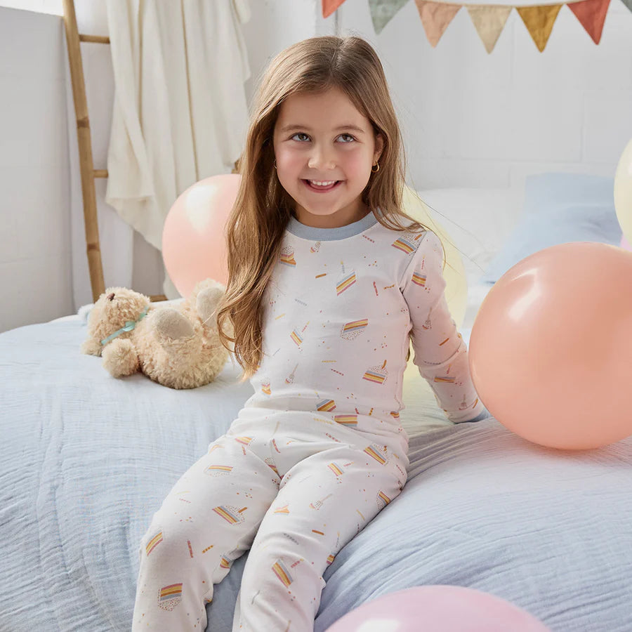 Petit Lem Pajama Set - Birthday Cake on Off-White