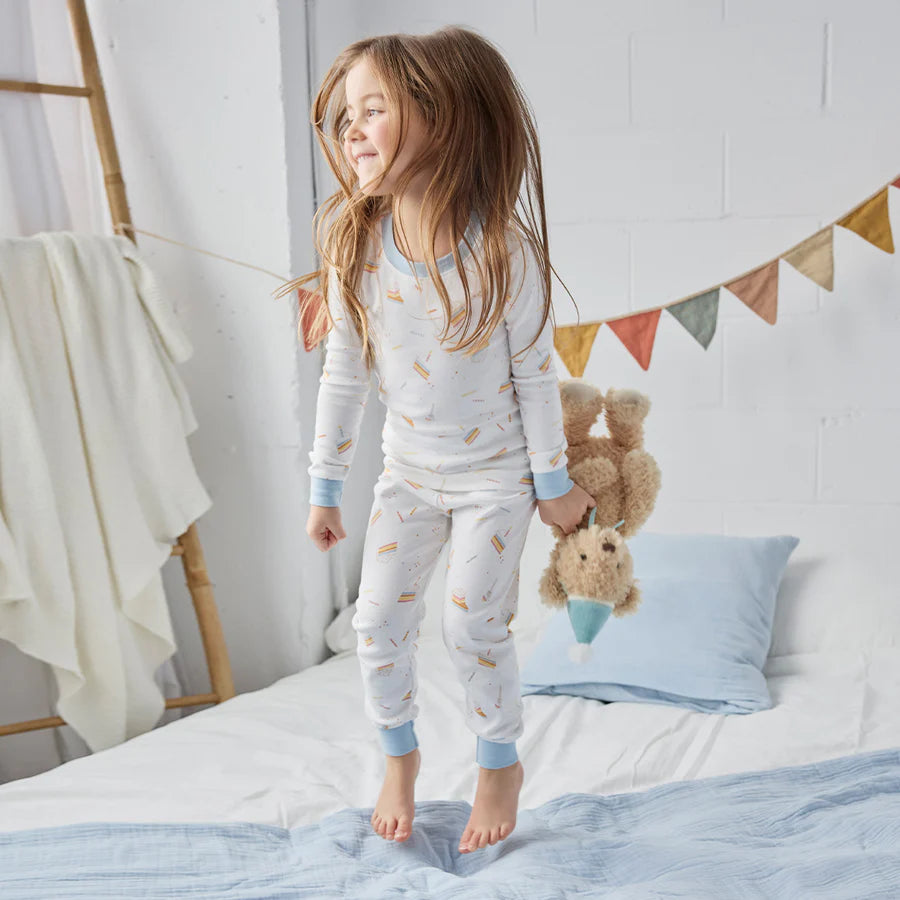 Petit Lem Pajama Set - Birthday Cake on Off-White