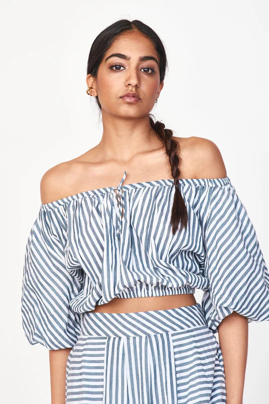 MIRTH Capri Bubble Top - Ocean Stripe