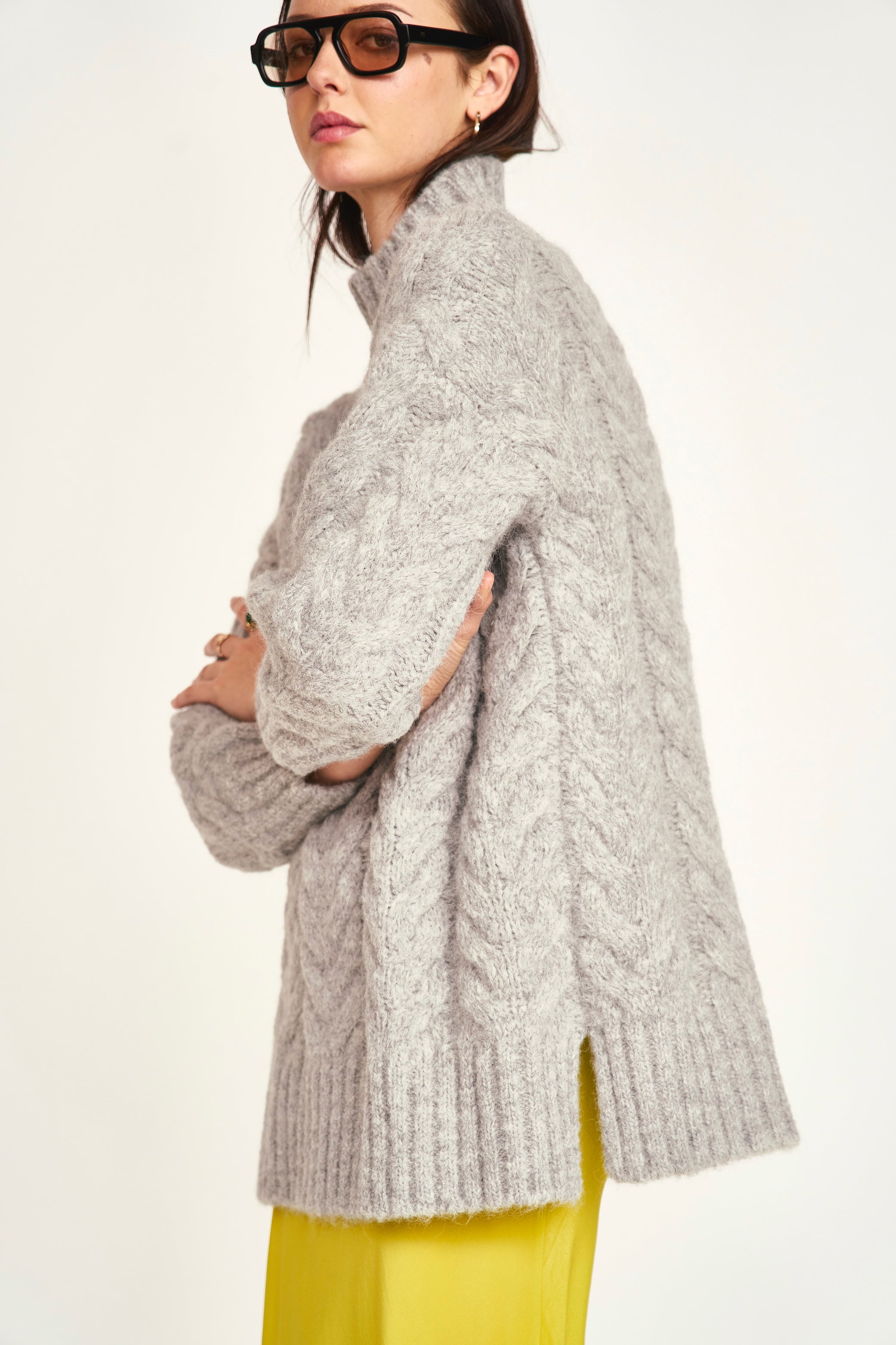 MIRTH Salida Cable Turteneck - Dove Grey