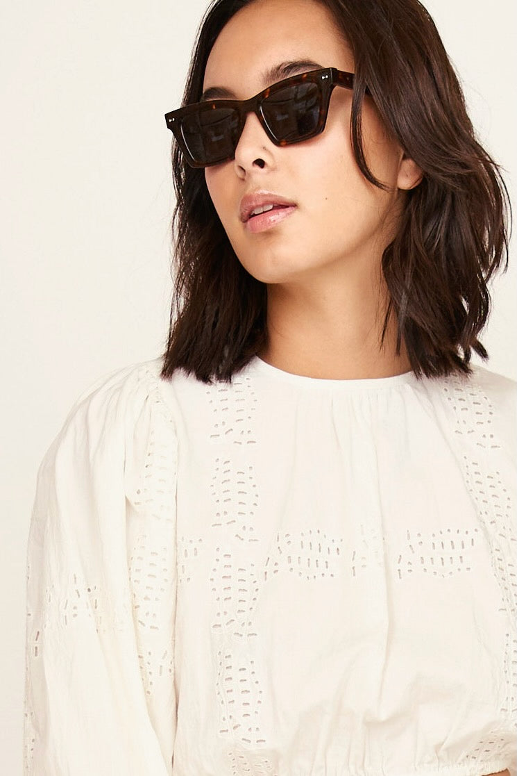 MIRTH Andaman Bubble Top - White Marine Eyelet