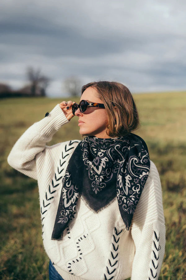 Maison Lecomte Flament Womens Bandana Black Scarf