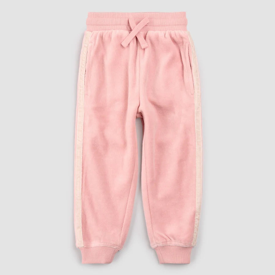 Miles Pink Velour Jogger - Retro Stripe