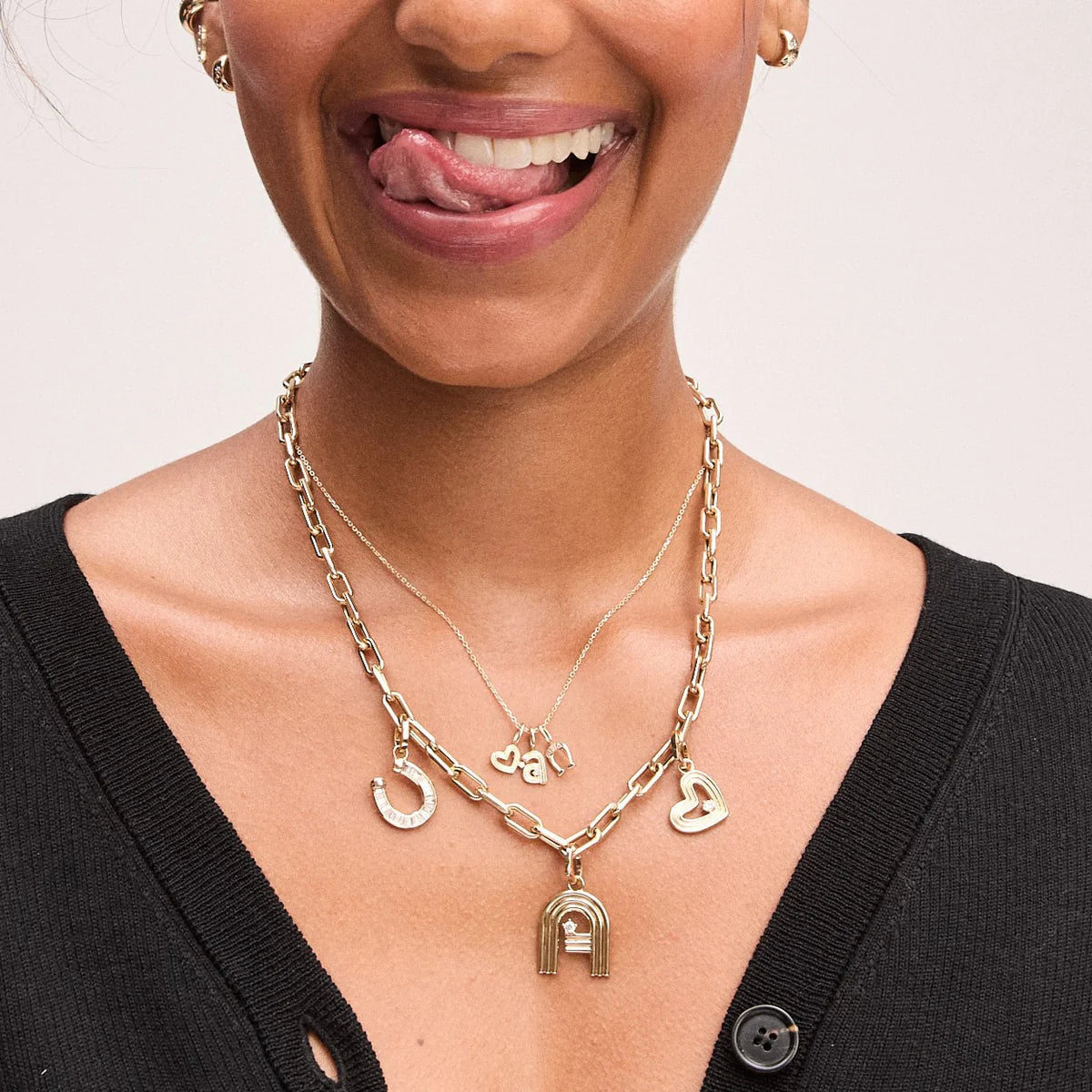 Diamond Horseshoe Mini Charm - Silver