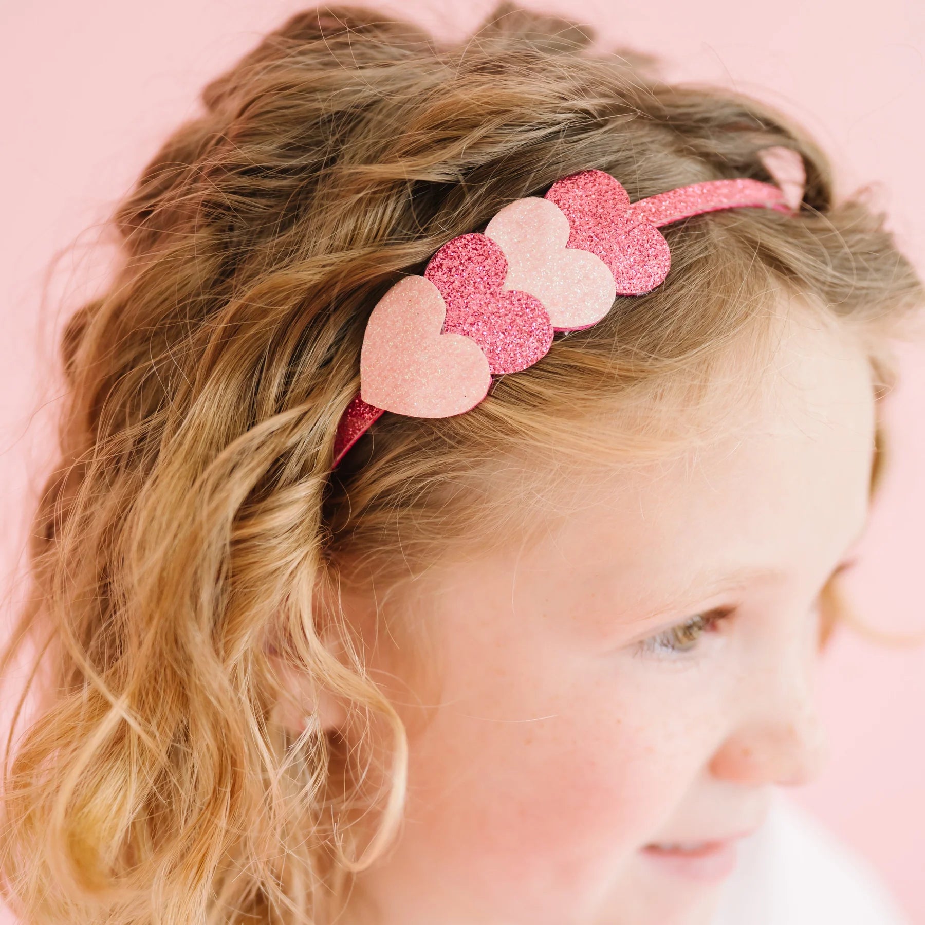 Pink Sparkle Hearts Headband