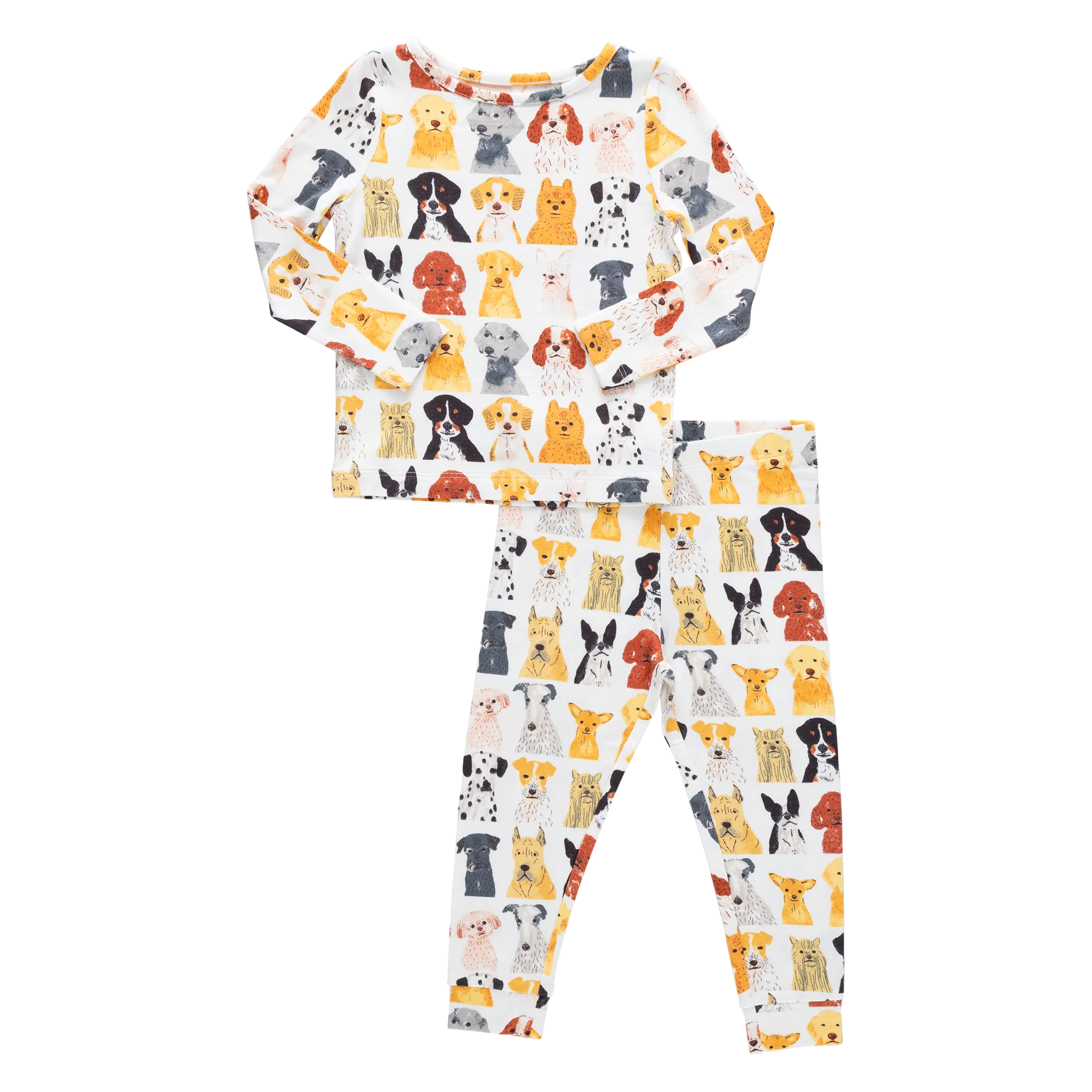 Pink Chicken Kids Bamboo PJ Set - Small Watercolor Dogs