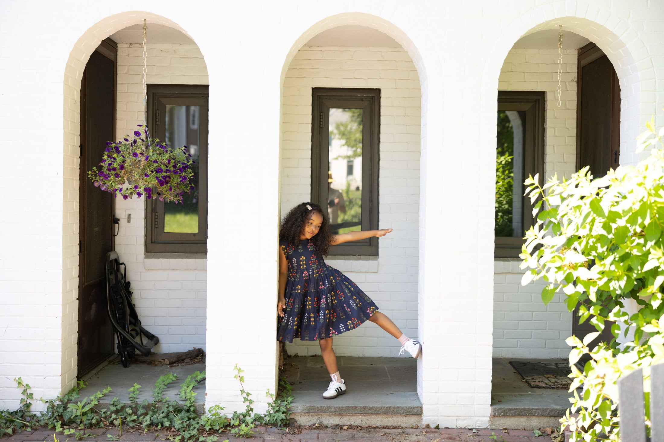 Pink Chicken Girls Peachy Dress - Navy Field Floral