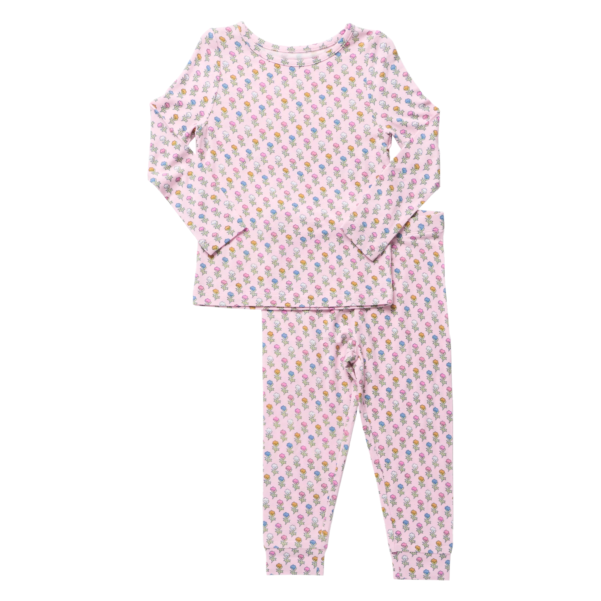 Pink Chicken Kids Bamboo PJ Set - Pink Carnations