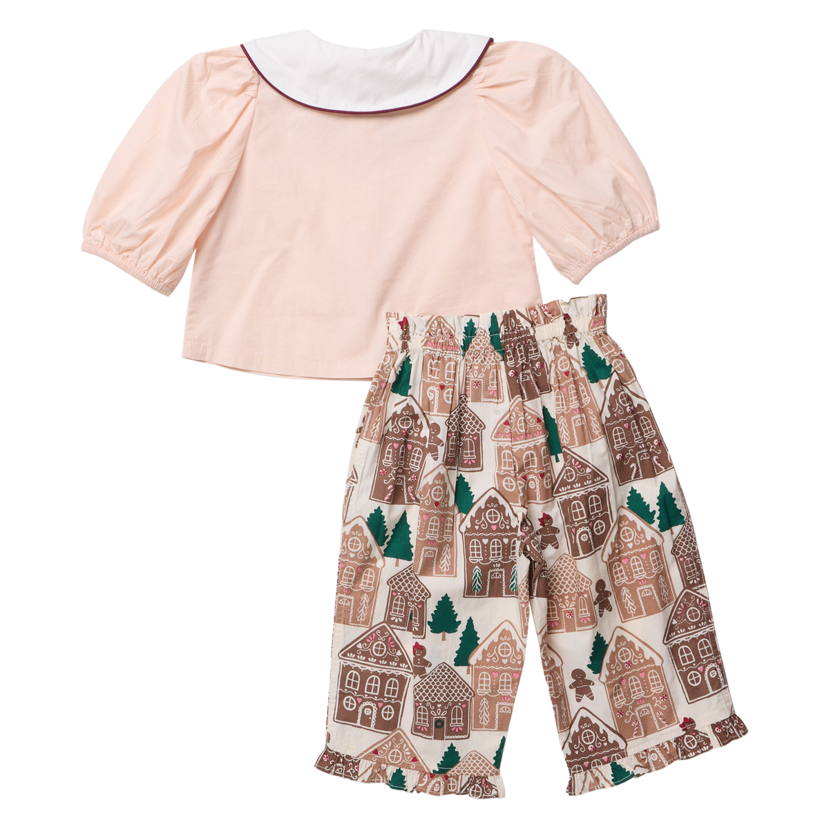 Pink Chicken Baby Girls Noelle Two-Piece Set - Gingerbread Houses