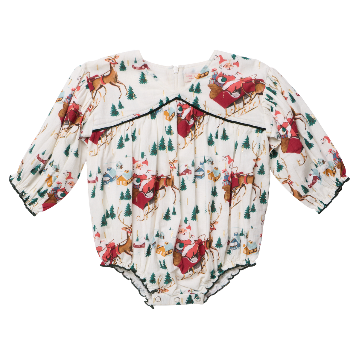 Pink Chicken Baby Girls Wynne Bubble - Santa Sleigh
