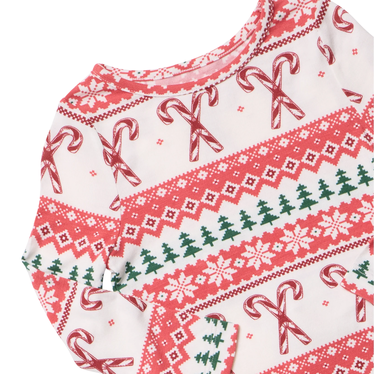 Pink Chicken Kids Bamboo Pajama Set - Candy Cane Fair Isle