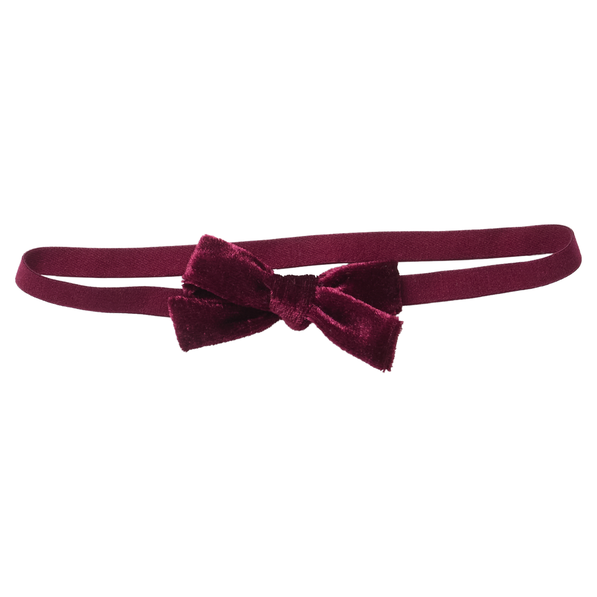 Pink Chicken Baby Bow Headband - Burgundy Velour