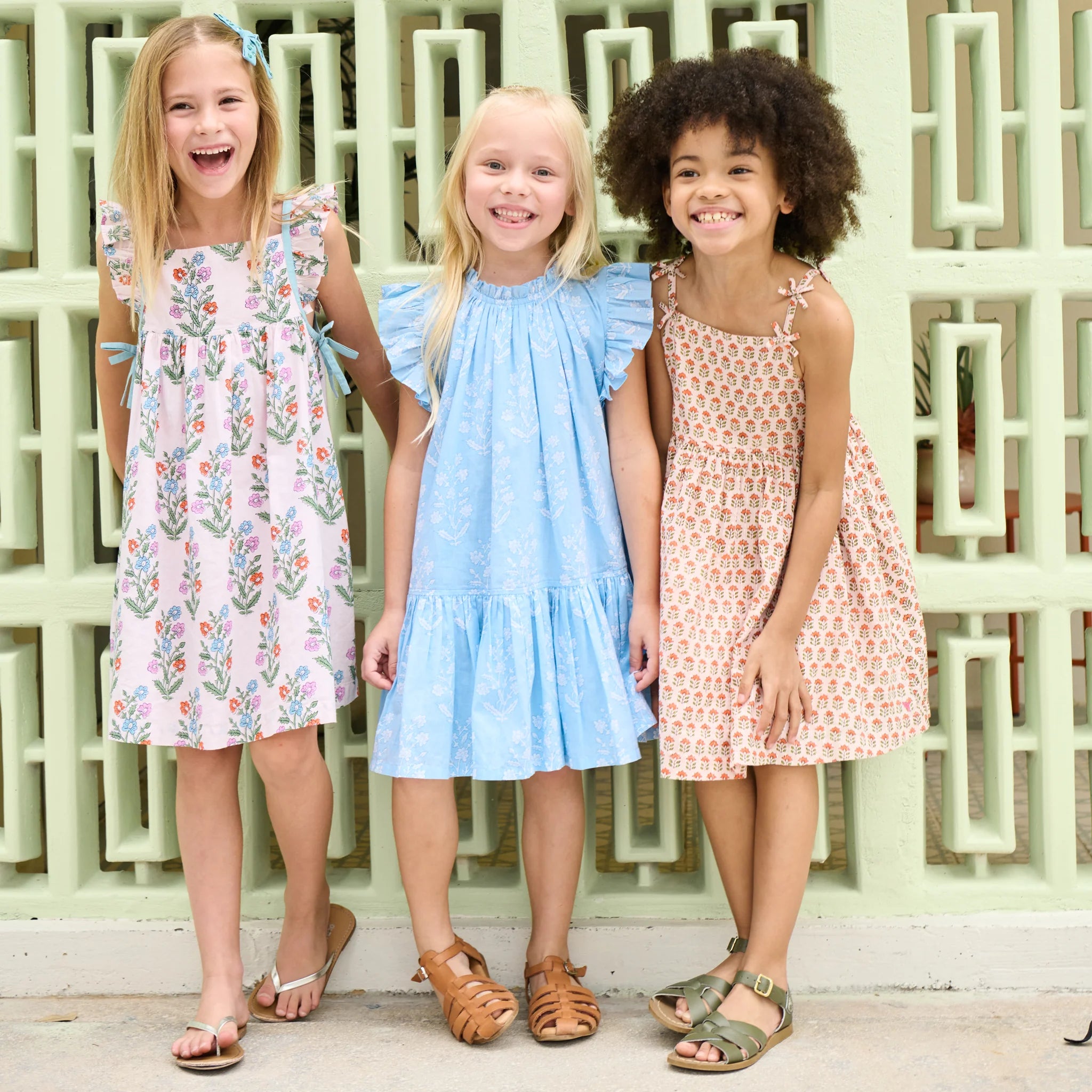 Pink Chicken Girls Tia Dress - Pink Prairie Block Print