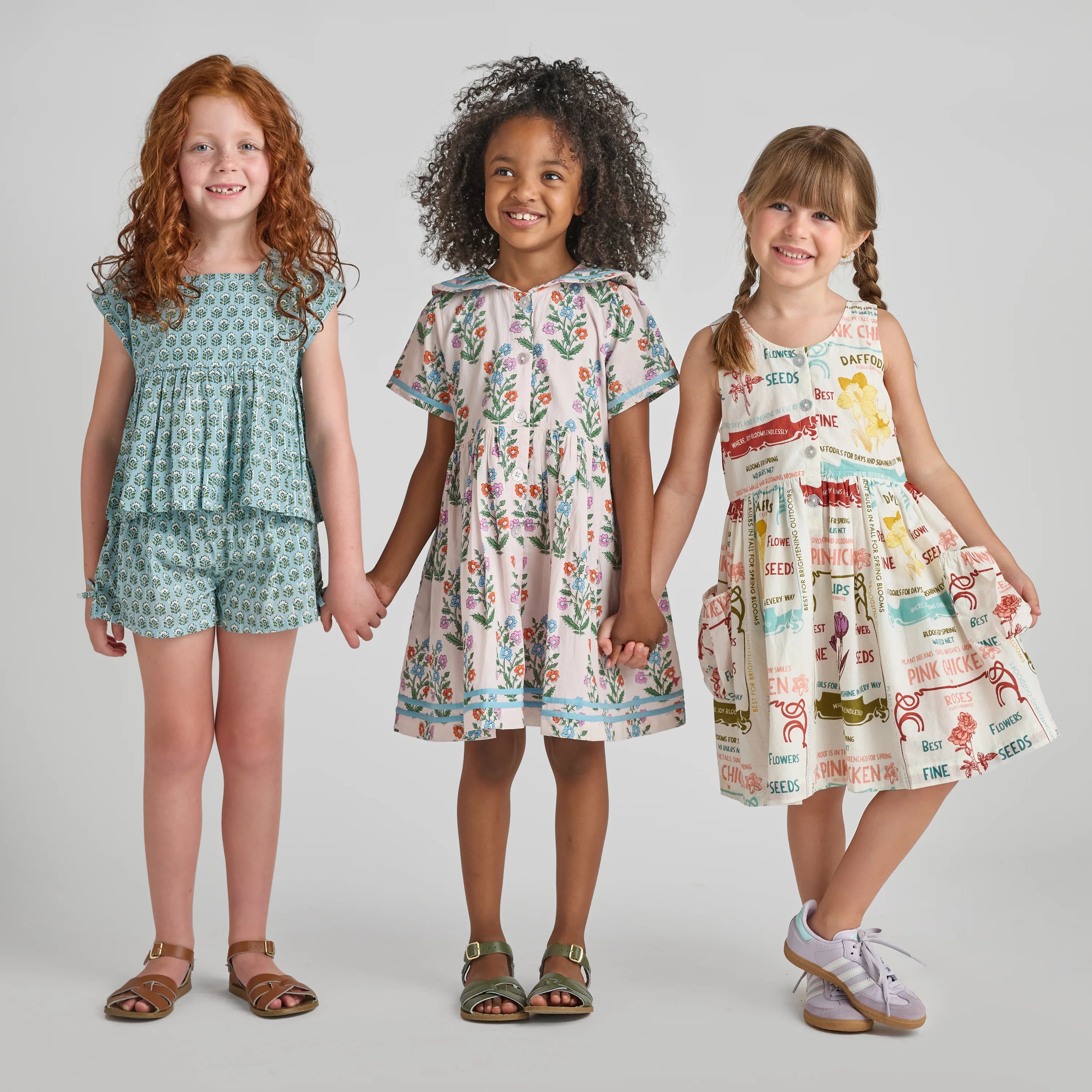 Pink Chicken Girls Elowen Dress - Pink Dewdrop Block Print