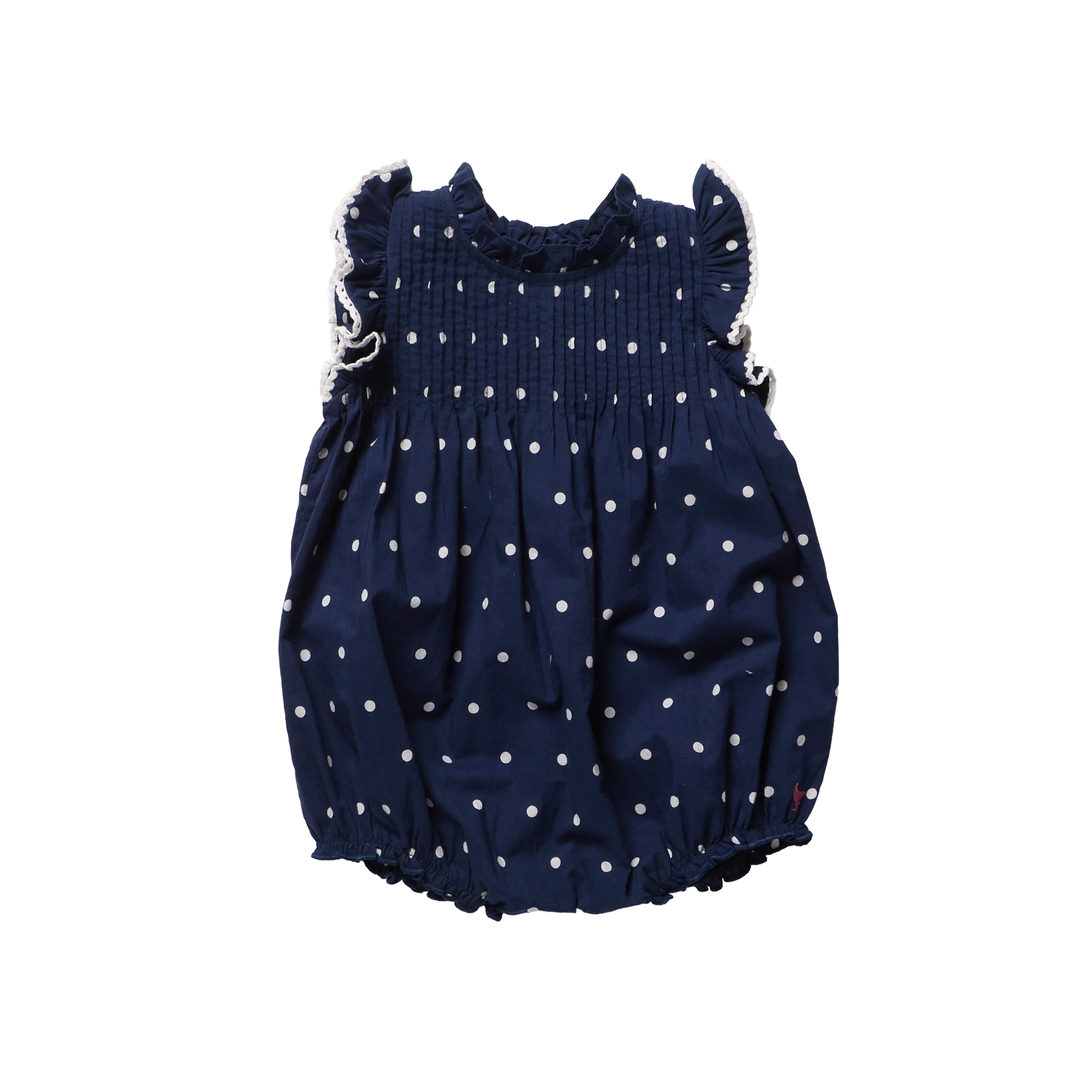 Pink Chicken Baby Girls Jaipur Bubble - Navy Dot