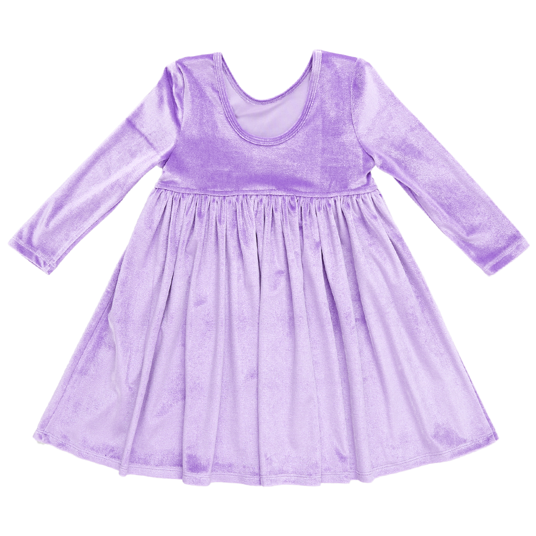 Pink Chicken Girls Velour Steph Dress - Lavender