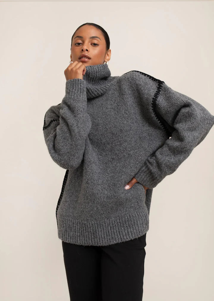 Paper Label Ari Turtleneck Sweater - Dark Stone Mix