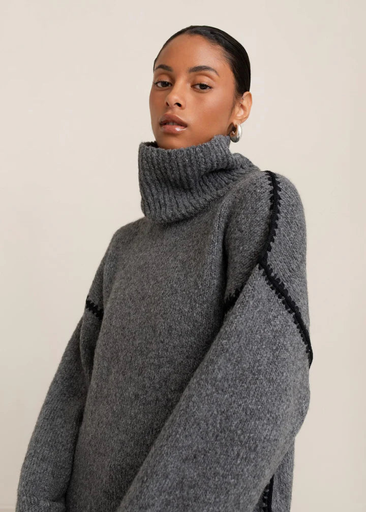 Paper Label Ari Turtleneck Sweater - Dark Stone Mix
