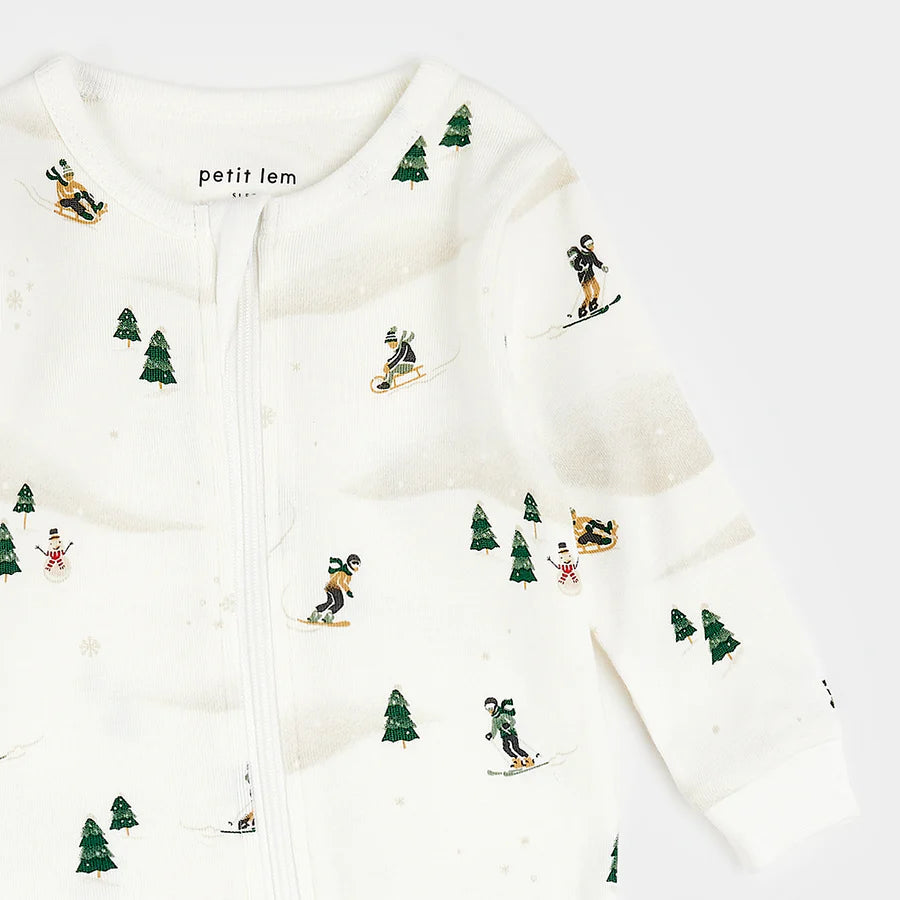 Petit Lem Winter Fun on Off-White Sleeper