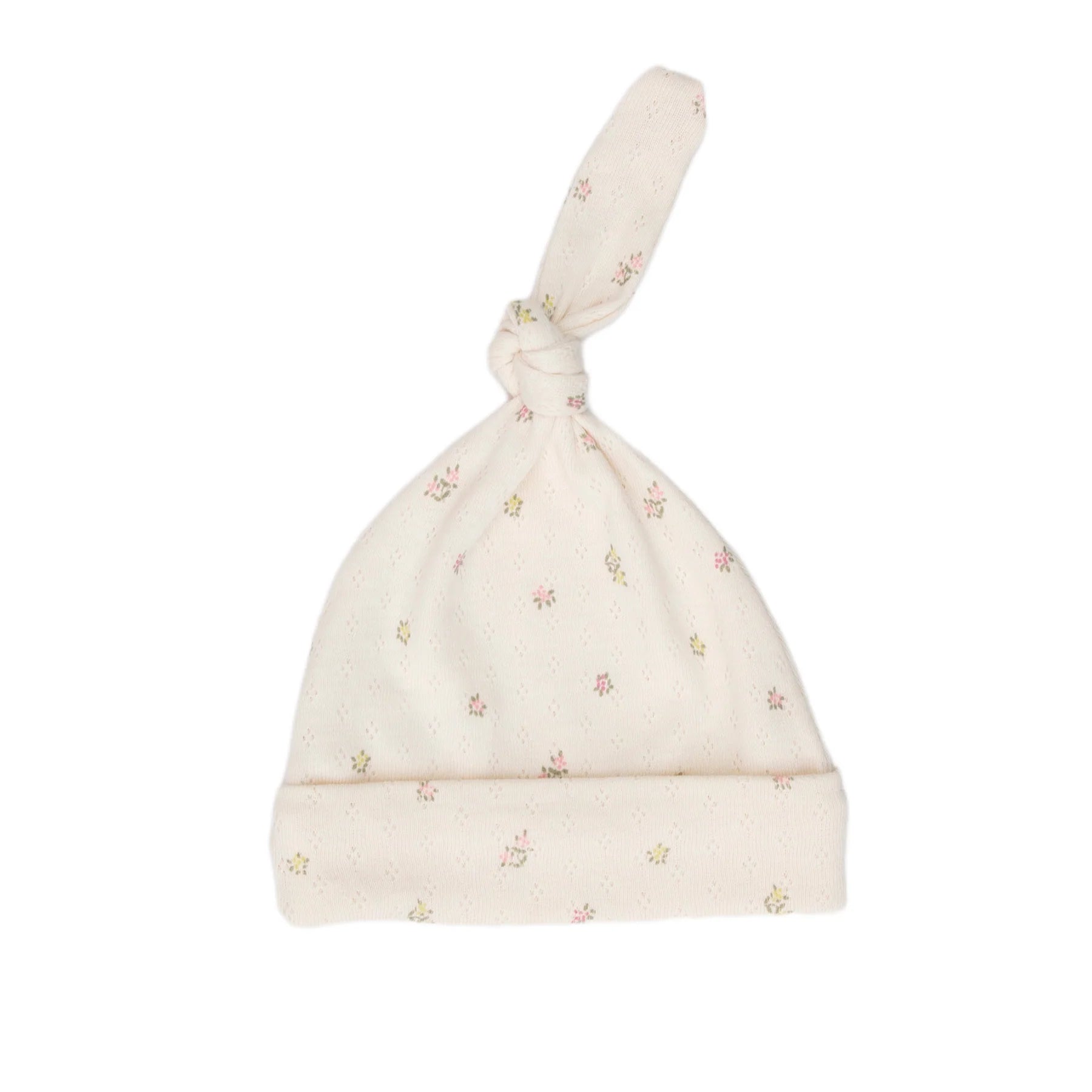 Tun Tun Pointelle Knot Hat - Little Flowers White Swan