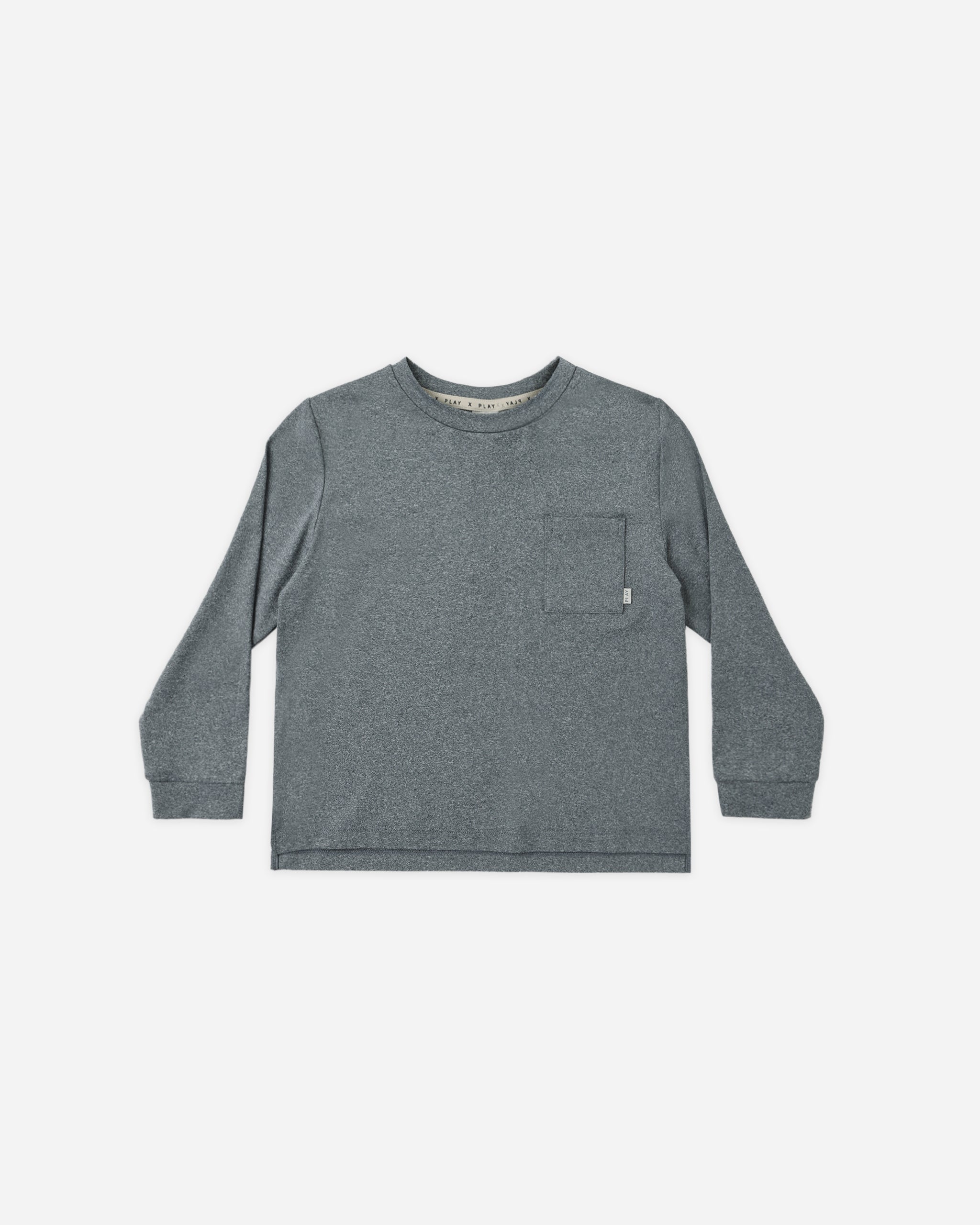 PLAY by Rylee + Cru Long Sleeve Pocket Tee - Heathered Midnight