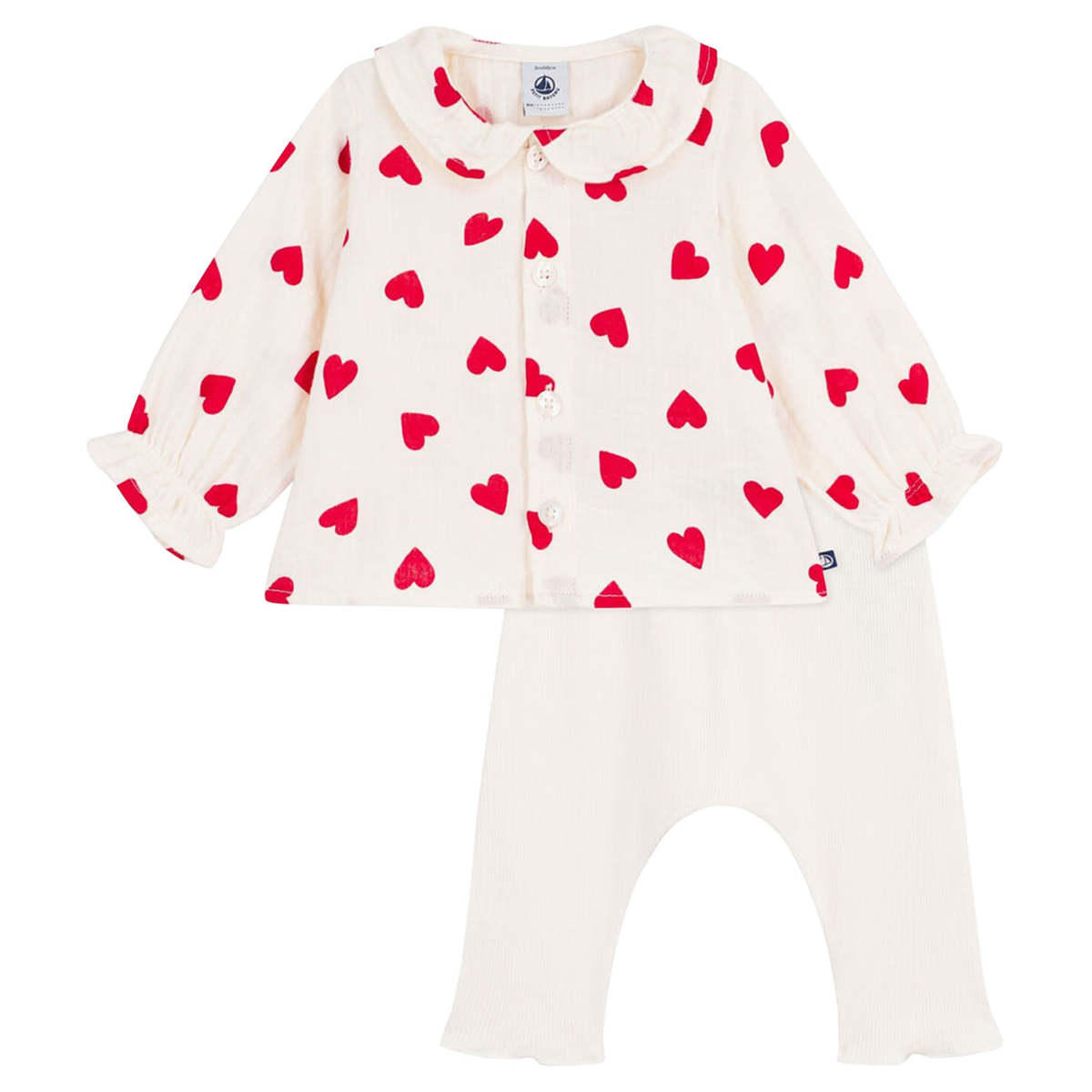 Petit Bateau Heart Blouse and Legging Set