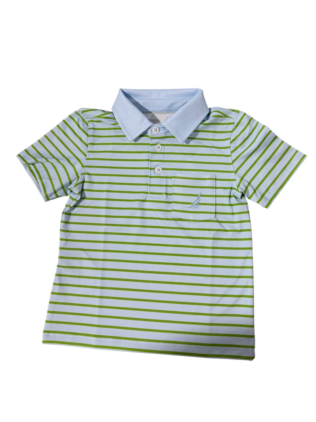 Brooks Short Sleeve Striped Polo - Blue/Green