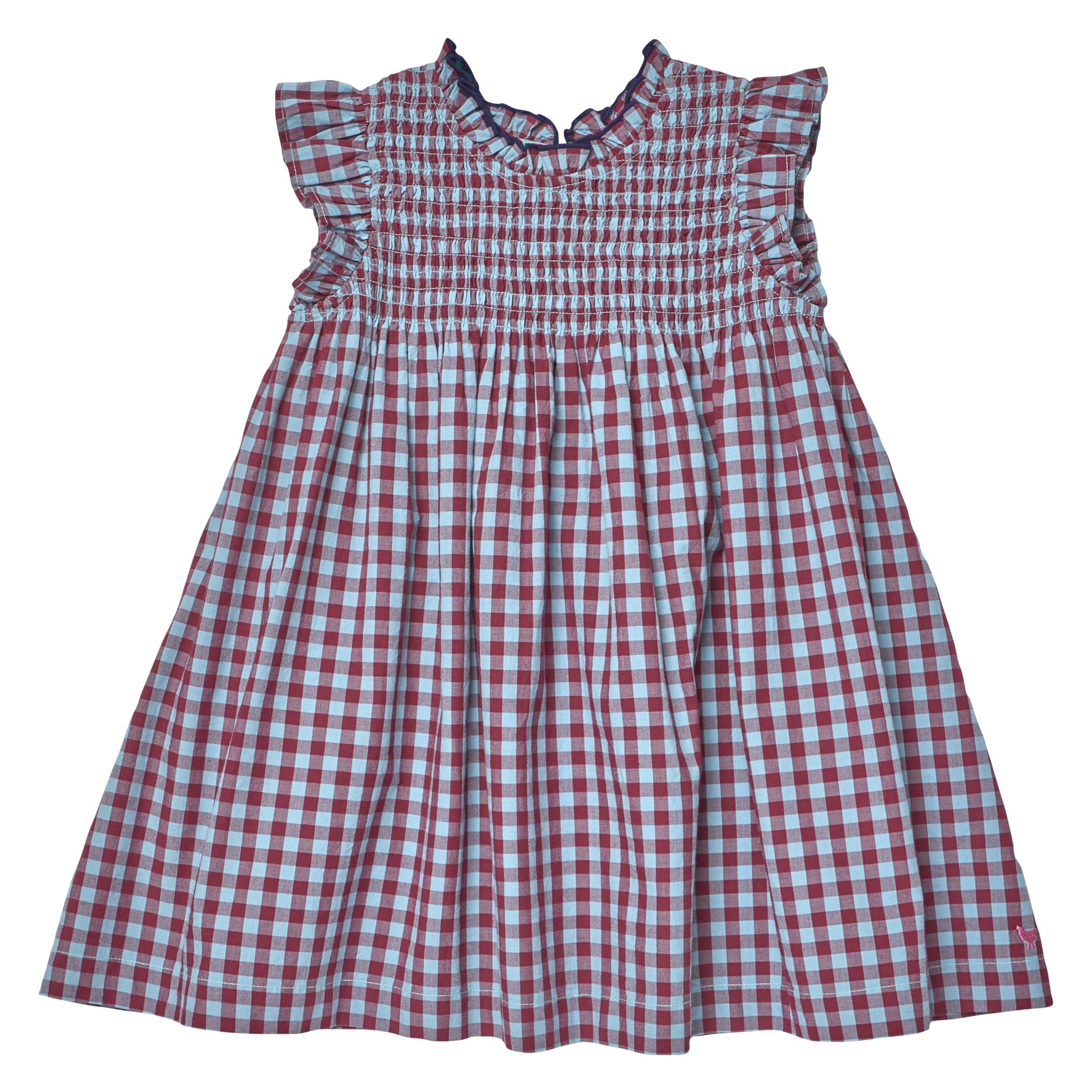 Pink Chicken Girls Stevie Dress - Red Light Blue Check