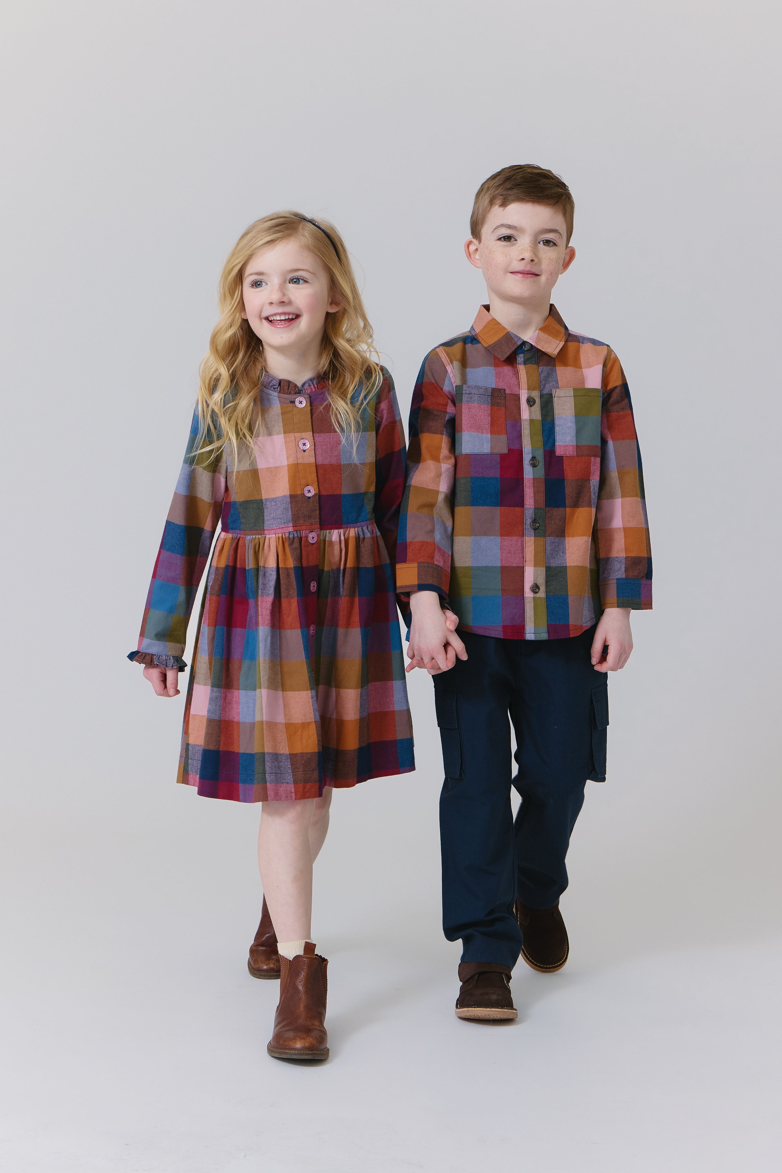 Pink Chicken Boys Jack Shirt - Harvest Check
