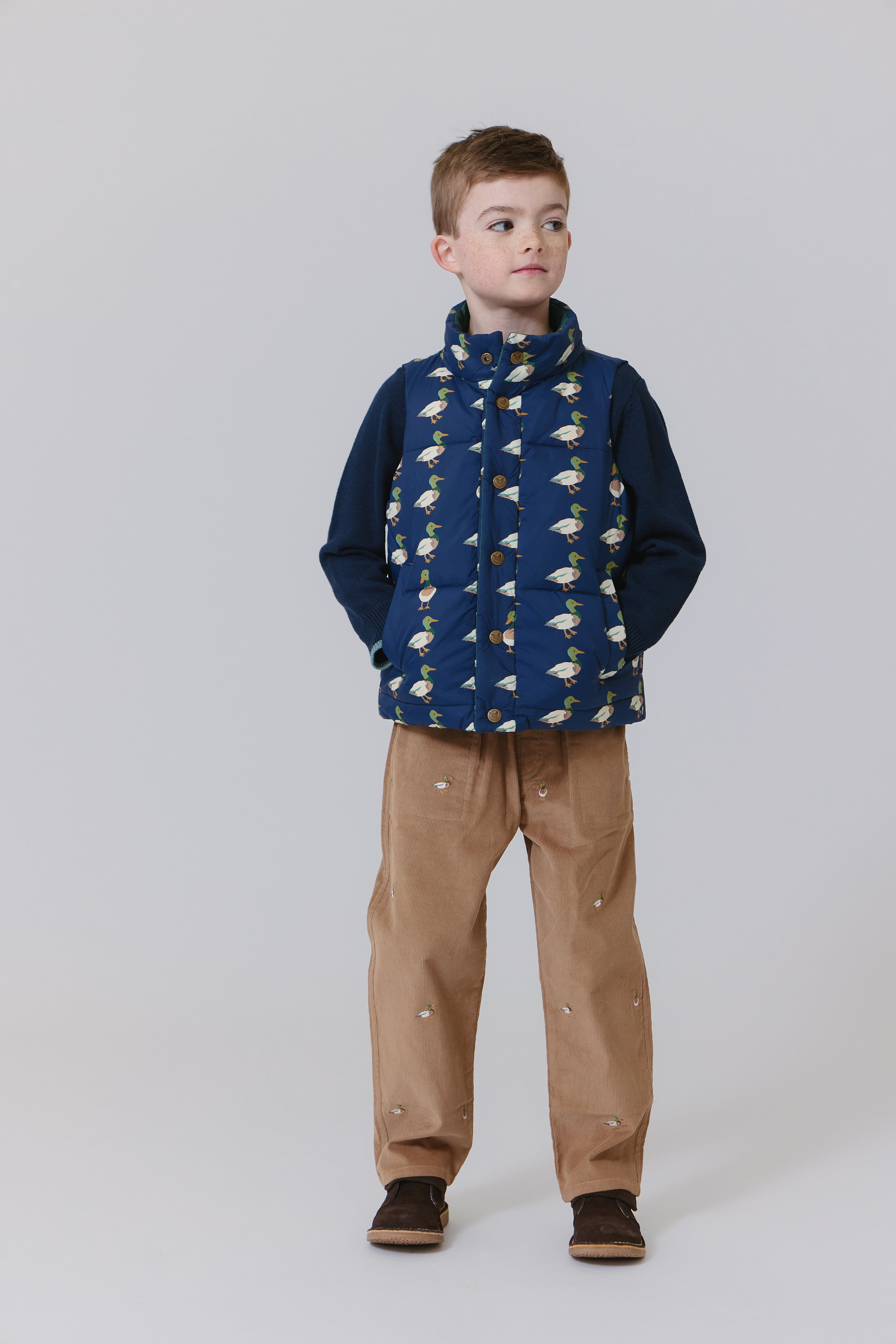 Pink Chicken Kids Reversible Ellis Vest - Evergreen Stripe