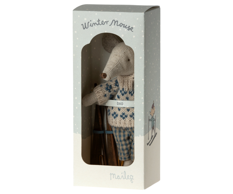 Maileg Winter Mouse with Ski Set - Dad