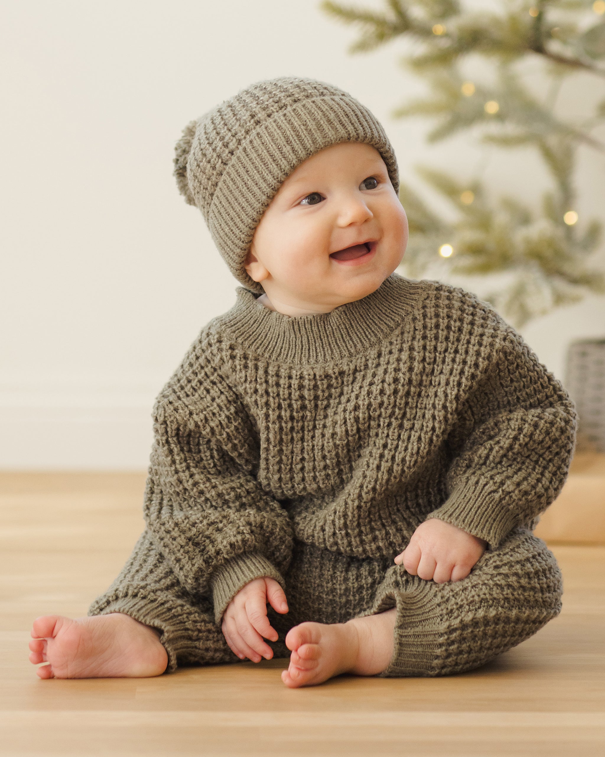 Quincy Mae Chunky Knit Pant - Forest