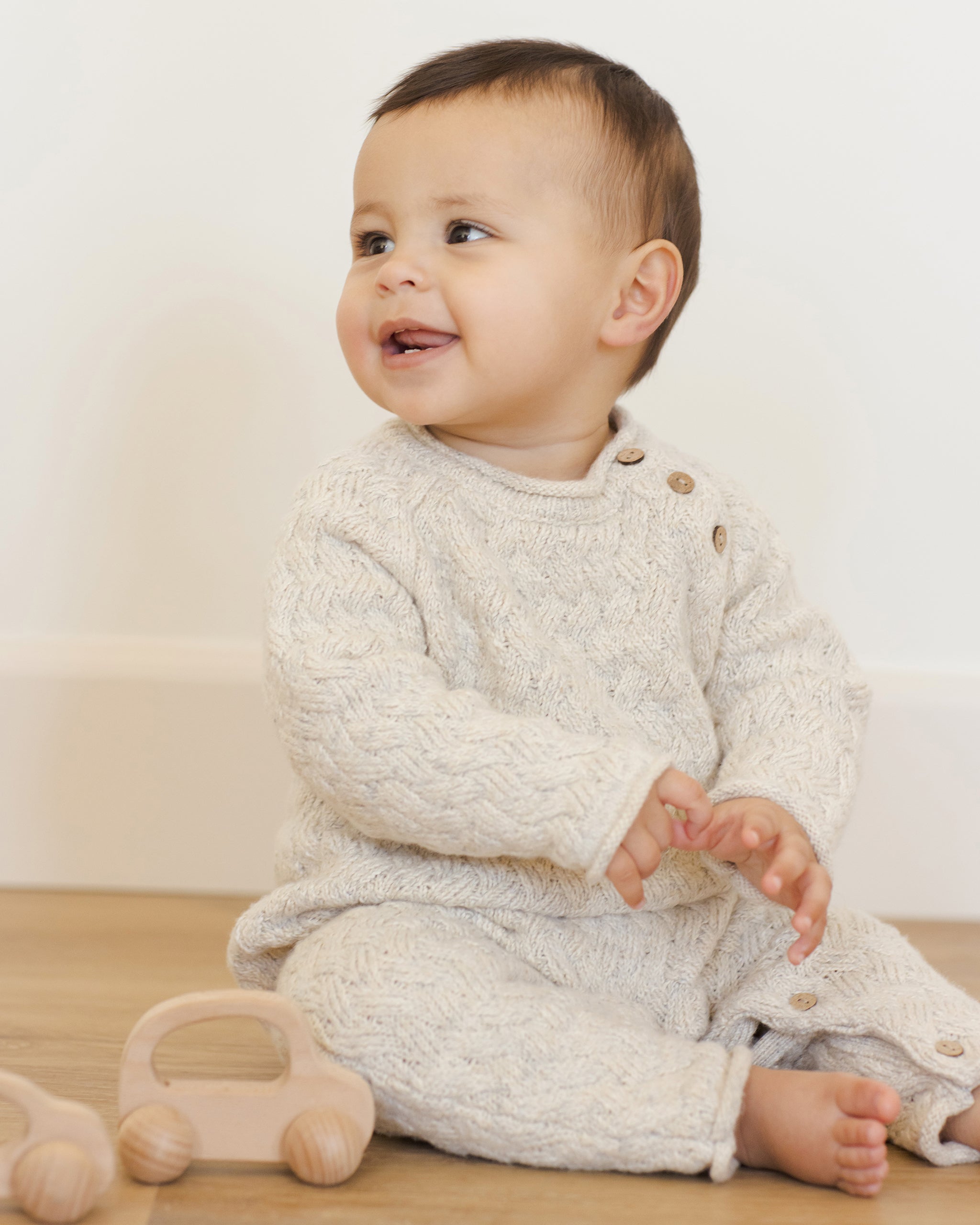 Quincy Mae Cozy Heather Knit Jumpsuit - Blue