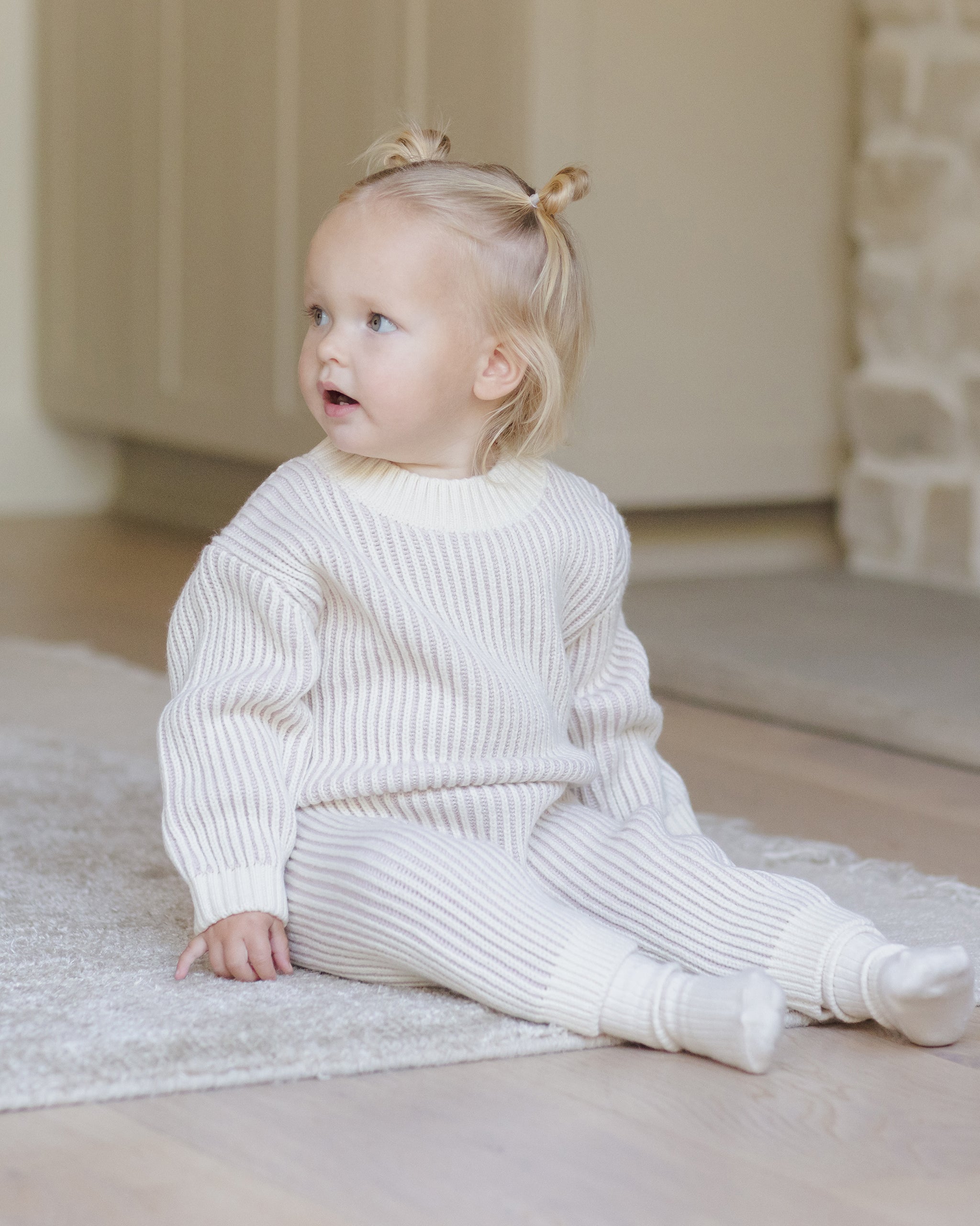 Quincy Mae Chunky Knit Pant - Lilac