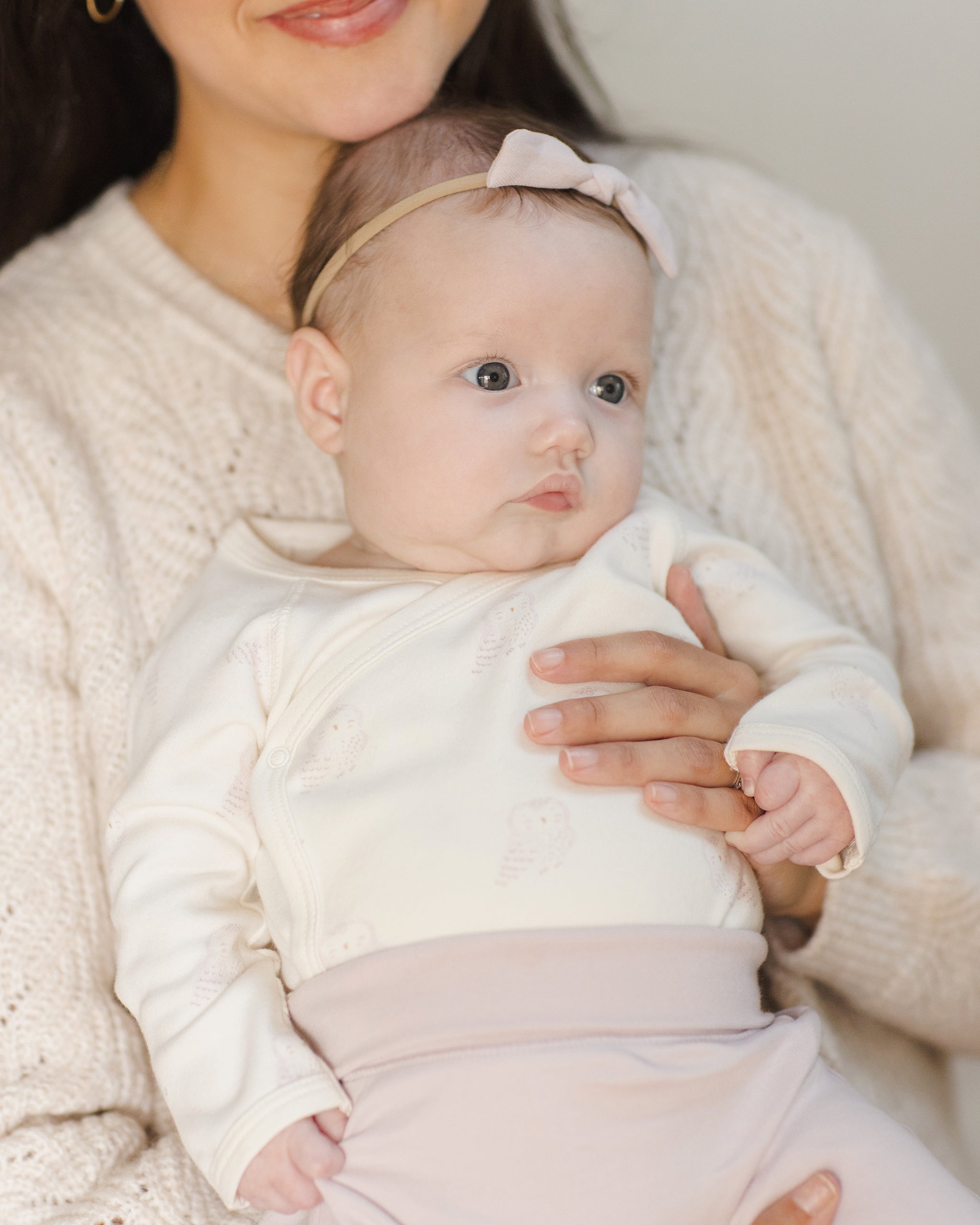 Quincy Mae Side Snap Bodysuit + Pant Set - Snow Owl