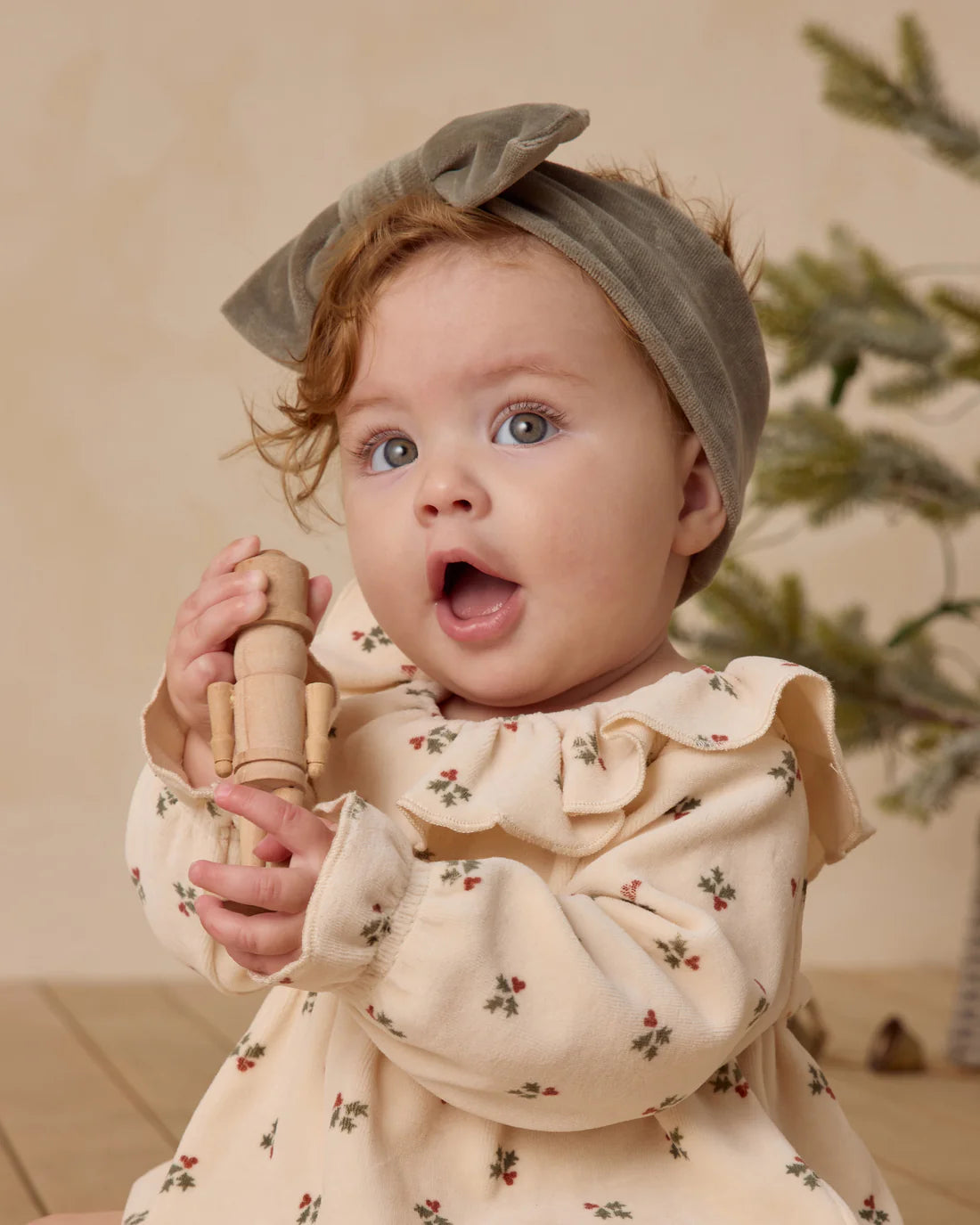 Quincy Mae Velour Bow Headband - Forest