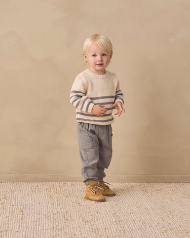 Quincy Mae Rex Sweater - Slate Stripe