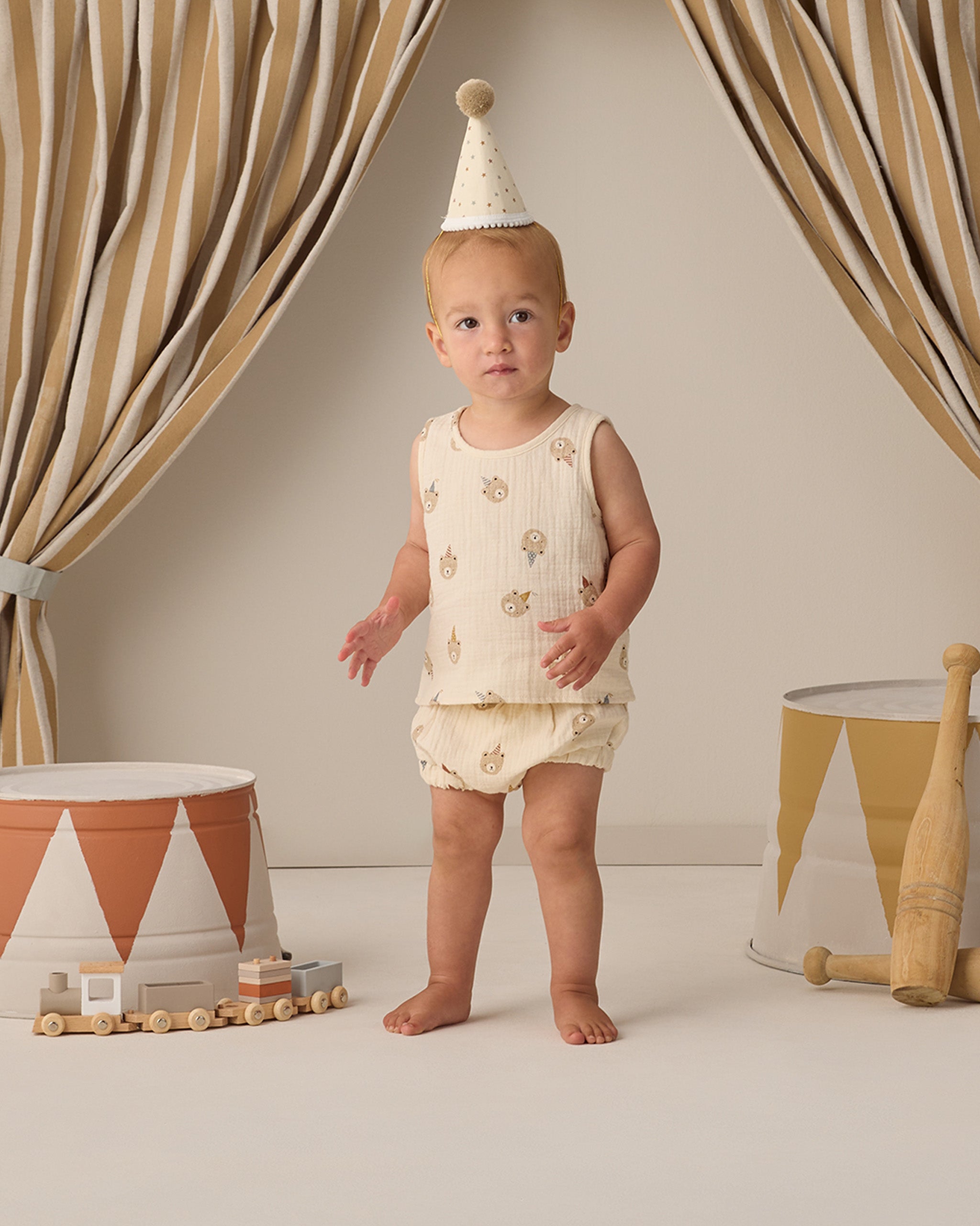 Quincy Mae Woven Tank Set - Party Bears