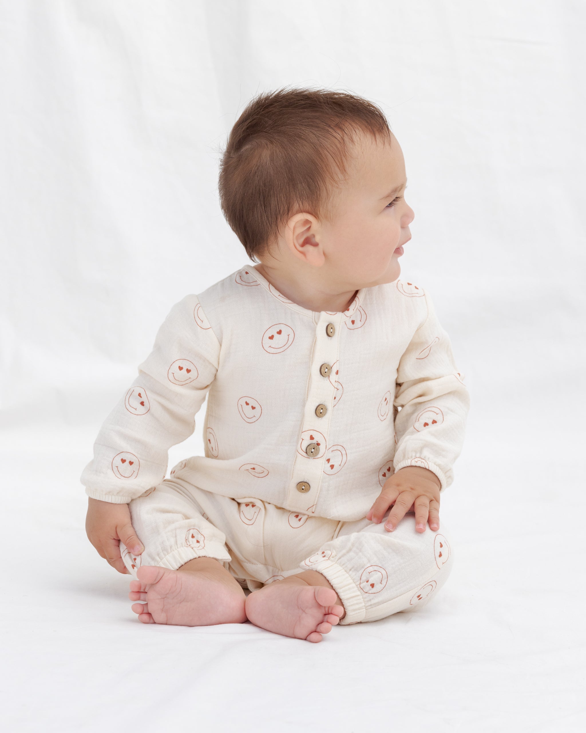 Quincy Mae Woven Jumpsuit - Heart Eyes