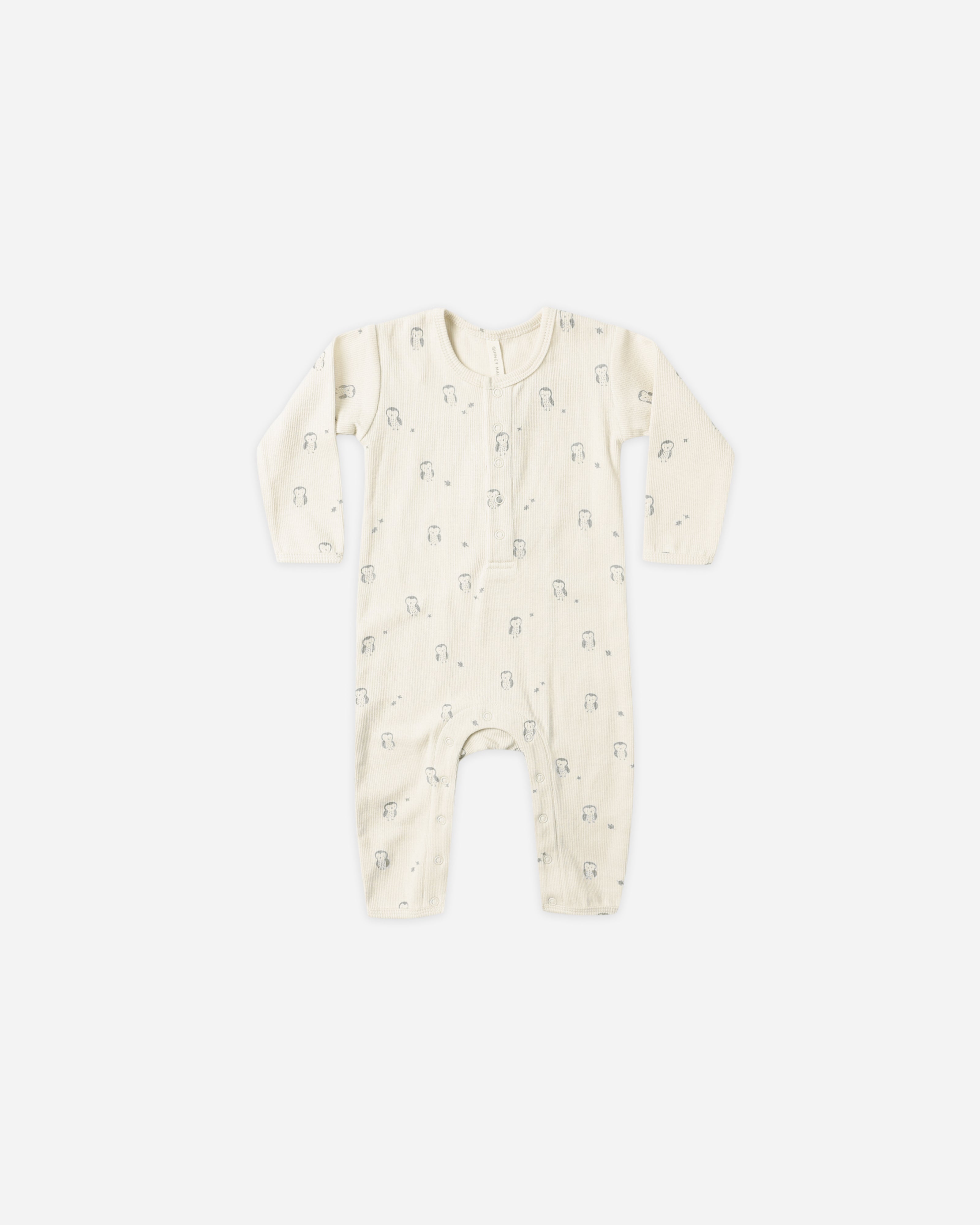 Quincy Mae Ribbed Baby Jumpsuit - Owls