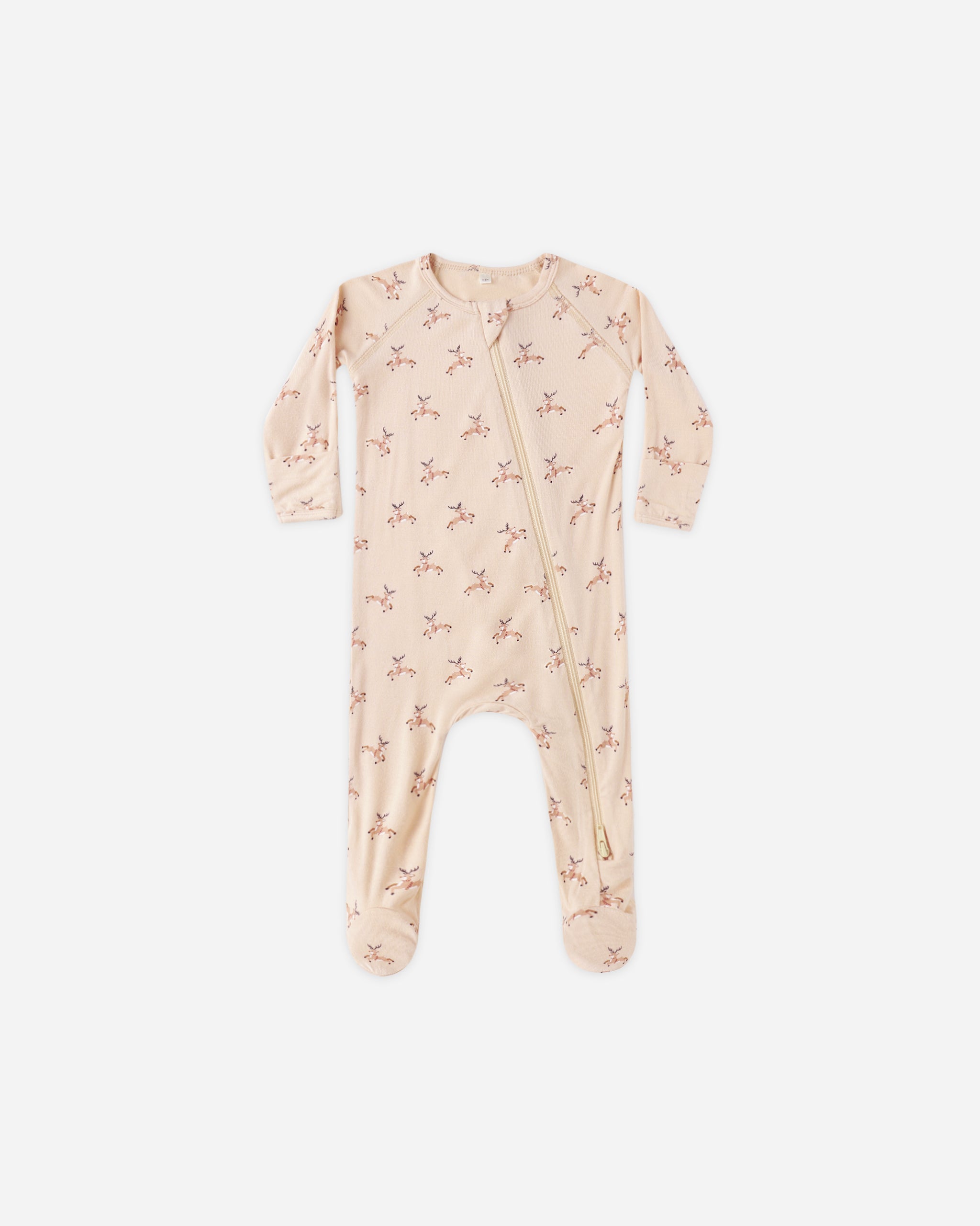Quincy Mae Bamboo Zip Footie - Reindeer